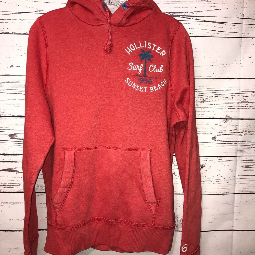 HOLLISTER Surf Club Sunset Beach 1956 Red Hoodie Women’s Large Long Sleeve